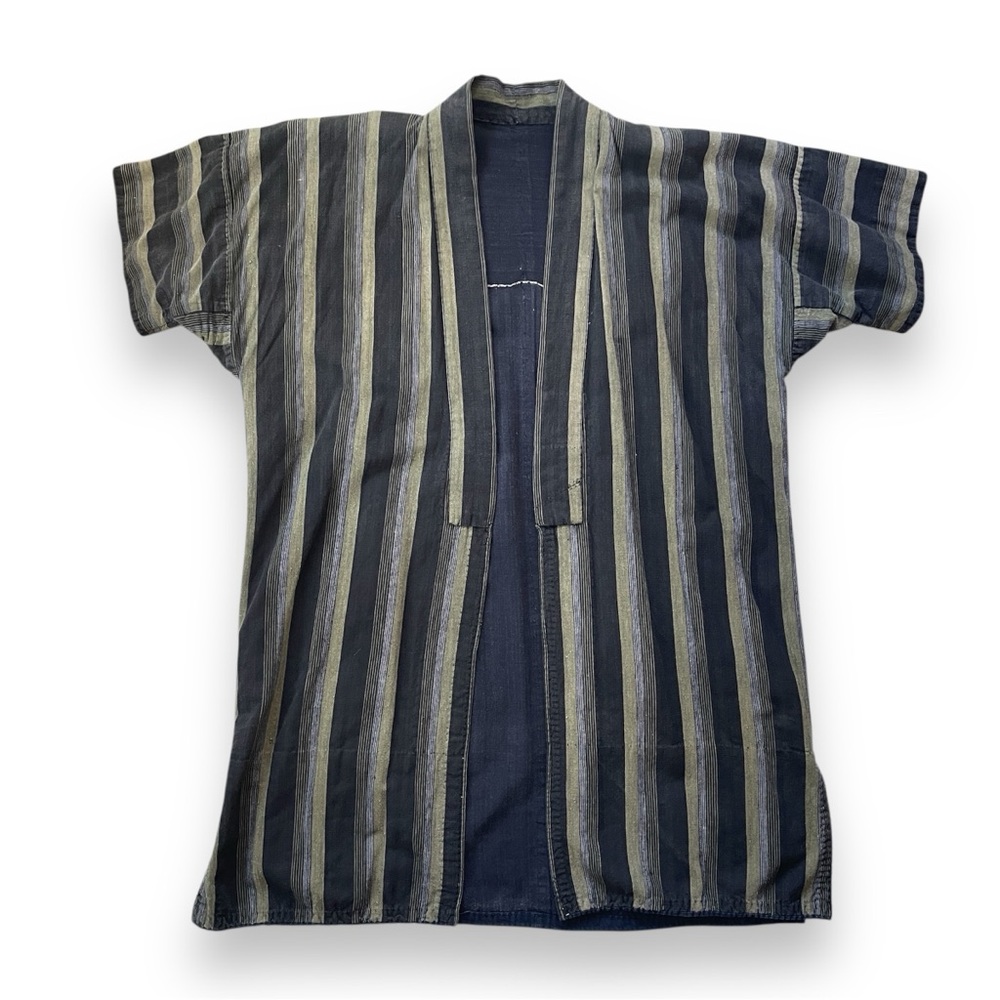 Striped Open-Front Kimono (Noragi) Jacket